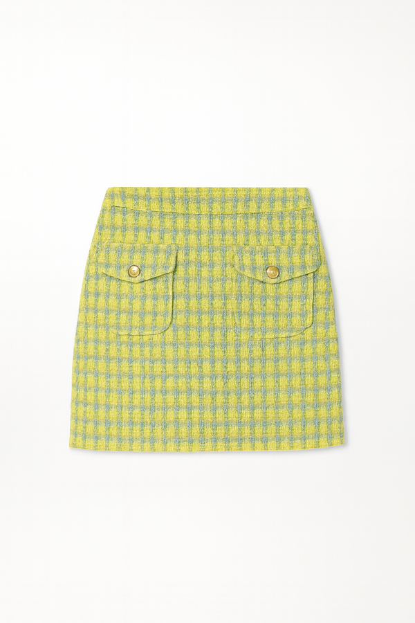 Green Tweed Mini Skirt