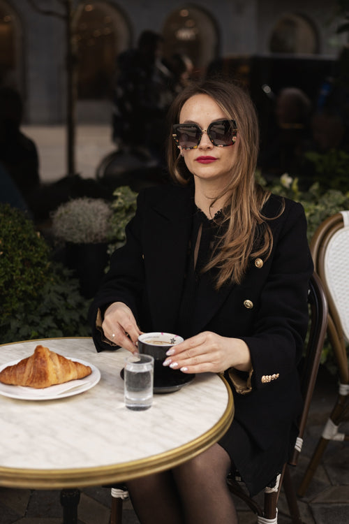 Black Tweed Double-Breasted Blazer