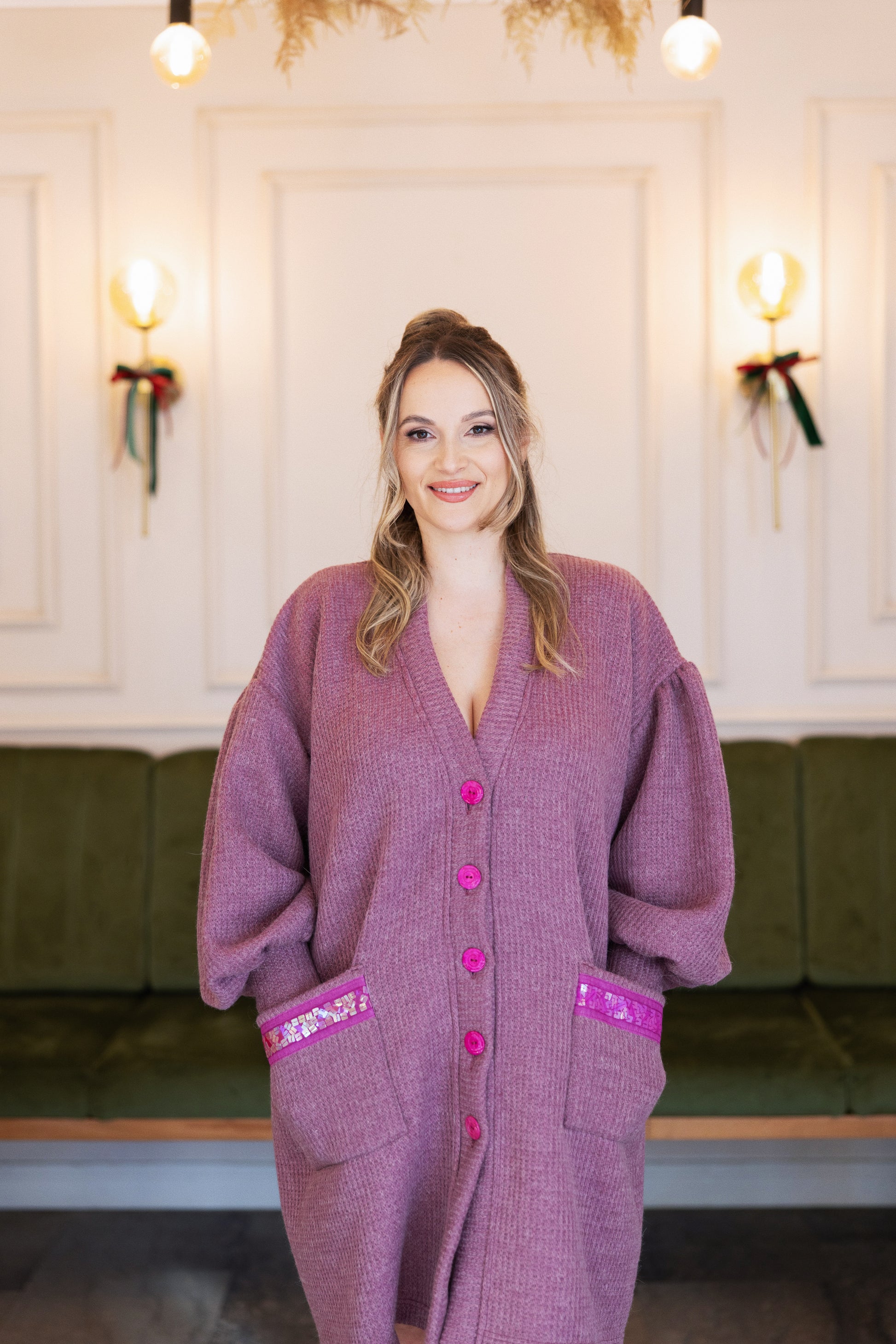 A softly structured cardigan rendered