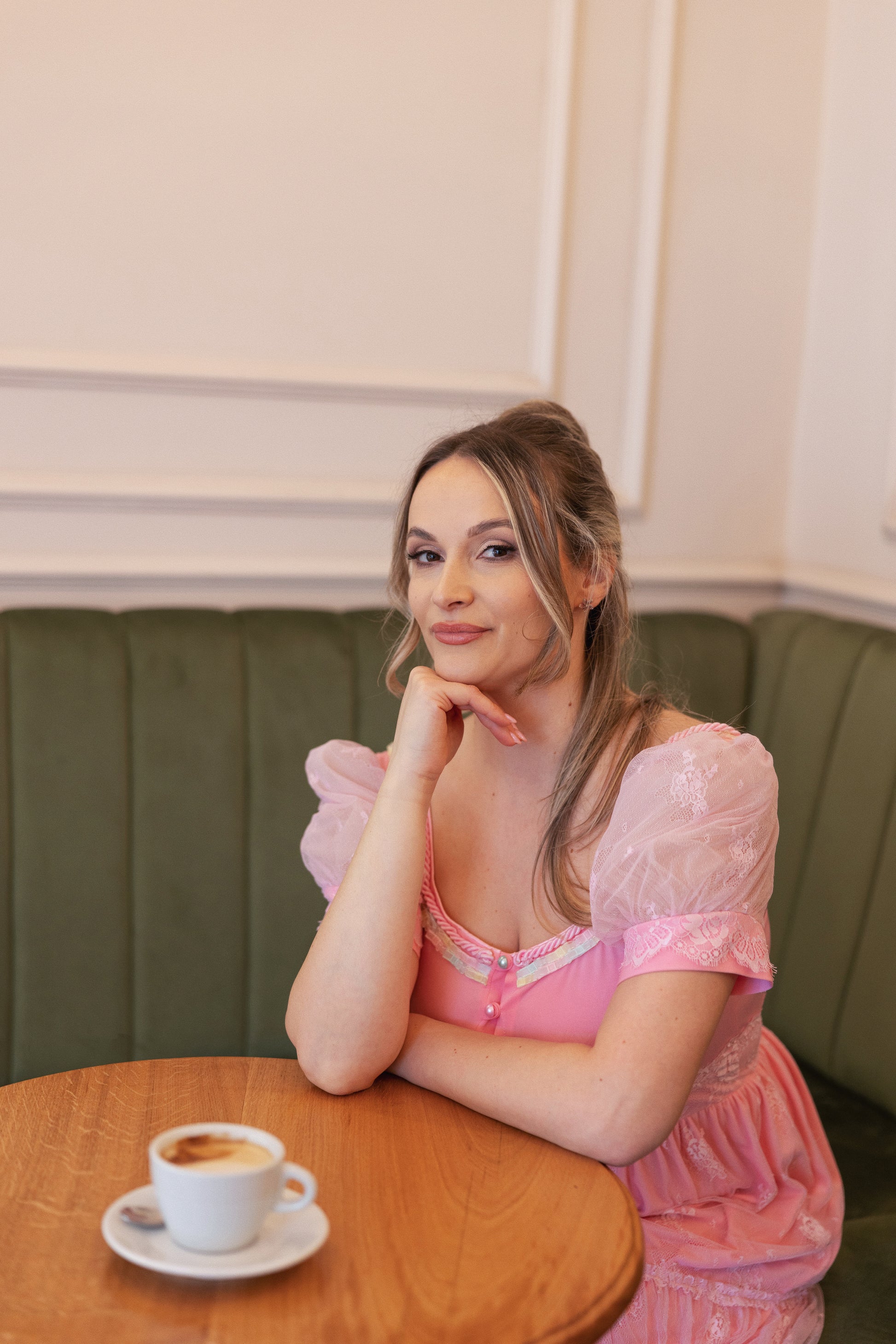 Blush Lace Tiered Gown