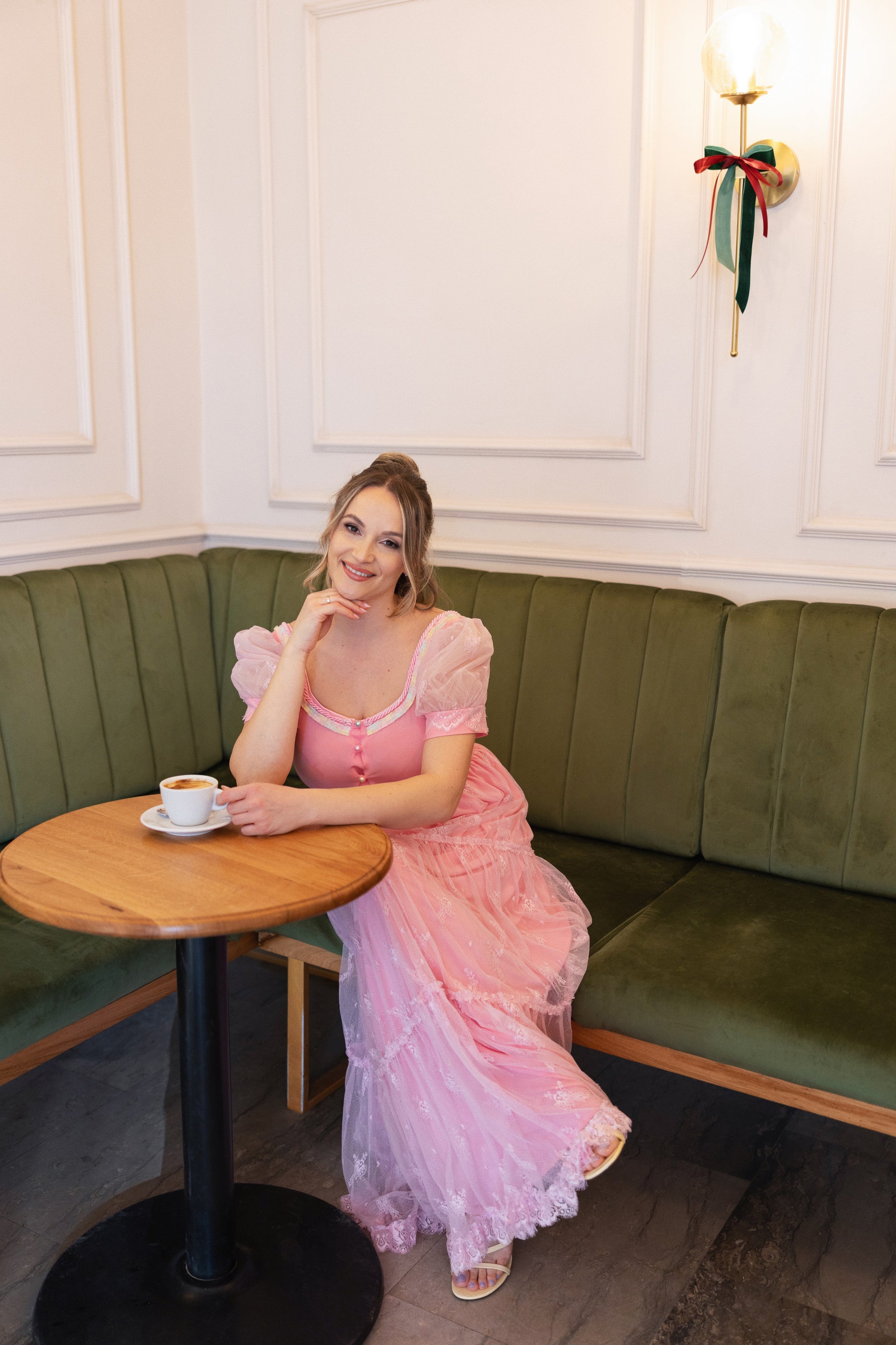 Blush Lace Tiered Gown