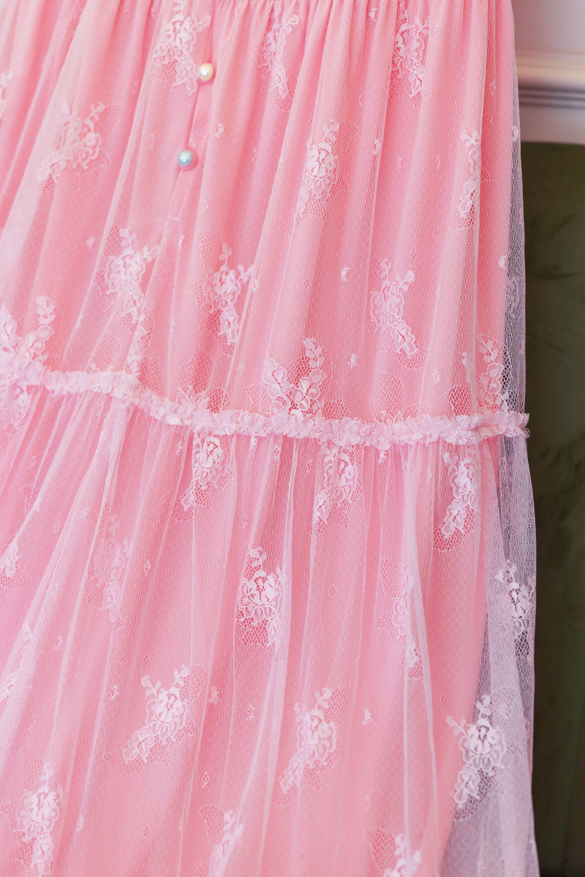 Blush Lace Tiered Gown