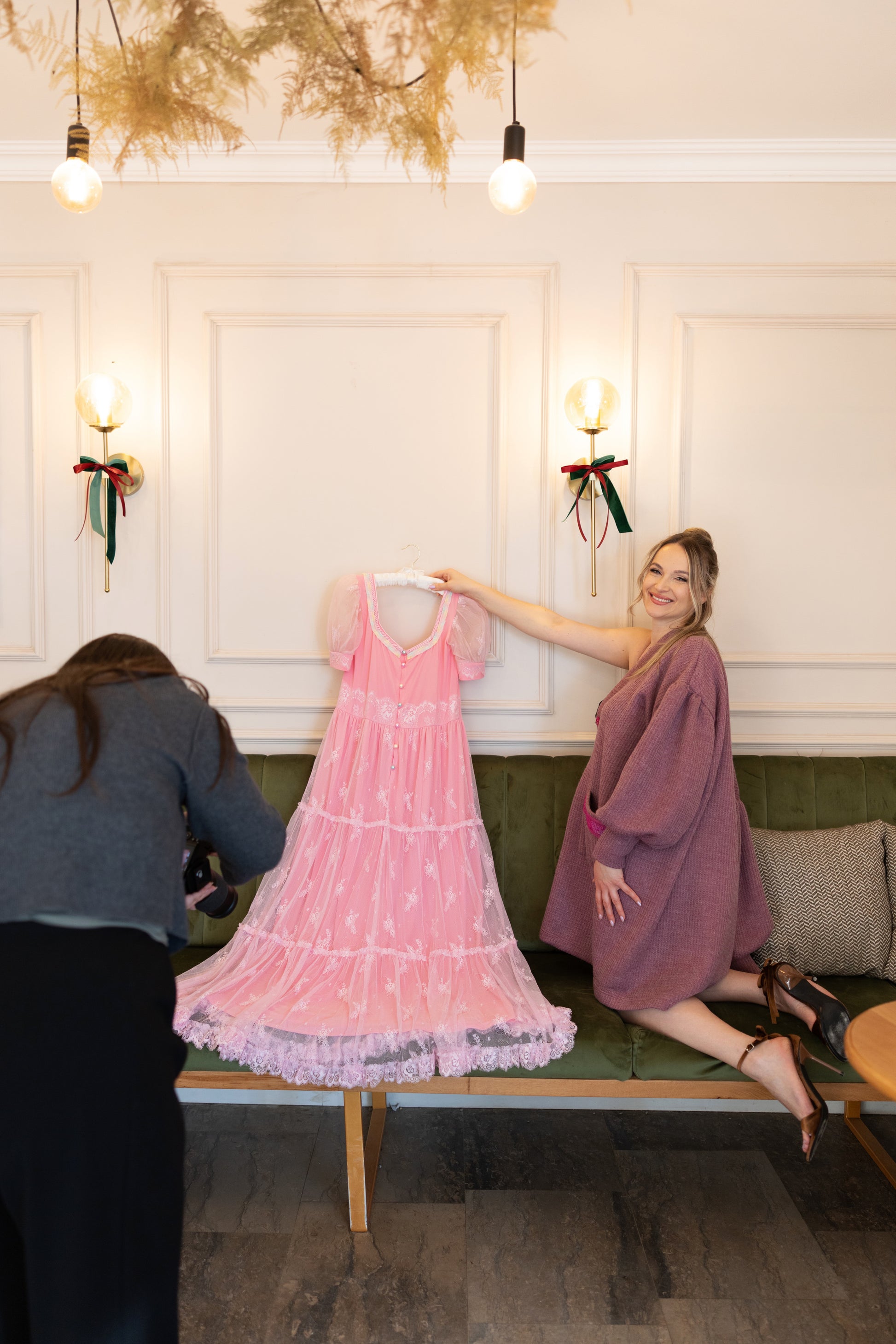 Blush Lace Tiered Gown